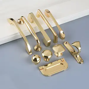 Kak — poignées de tiroirs simples en laiton, de luxe, en or brillant, accessoires européens pour armoires de cuisine