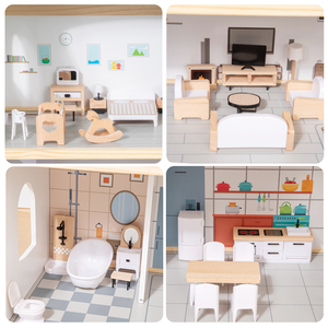 Ensemble <span class=keywords><strong>de</strong></span> jouets <span class=keywords><strong>de</strong></span> maison en bois élégant, simulation <span class=keywords><strong>de</strong></span> ville, maison pour poupées, manoir avec meubles pour filles KB0280 - Product Image 2