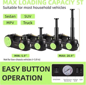 Kit de gato hidráulico eléctrico para coche ROGTZ, rango de elevación portátil de 5 toneladas y 12V, 20,9 pulgadas con bomba de inflado de neumáticos con conector de luz LED solamente - Product Image 2