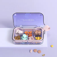 Boîte de rangement pour pilules quotidienne, portable, étanche, en silicone et plastique ABS, avec 4 compartiments, pour médicaments et vitamines