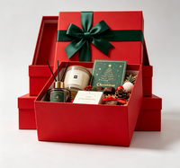 Emballage de friandises pour fête de Noël avec poignée, fermeture magnétique, carton alimentaire, doublure en éponge, pelliculage mat