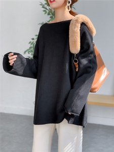 Đầu Mùa Thu Giản Dị Hàn Quốc Phiên Bản Giảm Béo Áo Thun Off-Shoulder Lười Biếng Phong Cách Lỏng Sexy Dệt Kim Áo Len Trong Màu Rắn - Product Image 3