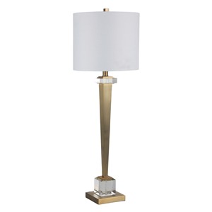 Lampada da Tavolo Alta con Accenti in Cristallo, Design Moderno in Metallo per Camera da Letto, Soggiorno, Comodino e Scrivania - Product Image 1