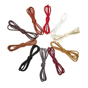 Youki custom fashion high quality shoelace 4mm wide 0.8-1.8m length work boots shoe lace Waxed cotton round shoelaces