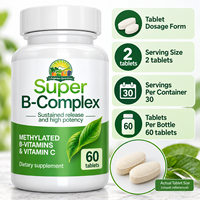 Comprimés Super Complexe B à Libération Prolongée - Vitamines B Méthyliées 5-MTHF Folate & Méthyl B12 - Meilleures Ventes
