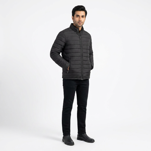 Blouson matelassé en toile à col montant avec logo personnalisé FINER THREADS, unisexe, surdimensionné, épaisseur standard, chaud, fermeture éclair, séchage rapide - Product Image 1