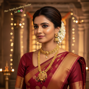 Indian Temple Style High Quality Women's Choker Jewelry <b>Set</b> Jhumkas Gold Plated Alloy Crystal Stone Flower Design Wedding Party - Product Image 3