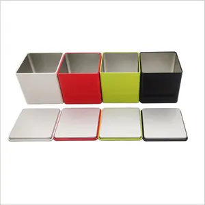 Caja de lata de metal de lujo para embalaje de alimentos, contenedor cuadrado de té negro, lata, jarra de dulces de té dorado