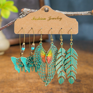 Fashion Dangle Earrings Alloy Bohemia Style Wing Leaf Design Women's Jewelry <b>Drop</b> Earrings Antiqued <b>Bronze</b> Plated - Product Image 1