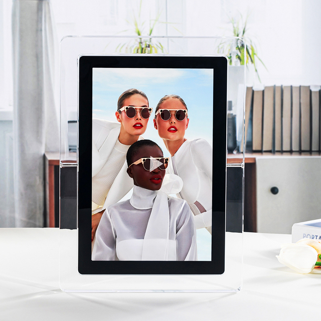 Frameo 10.1 Inch IPS WiFi Digital Picture 1280x800 Touch Screen Photo Acrylic Clock Share Photos Videos Instantly via Frameo