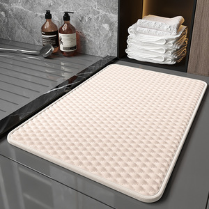 Alfombra de baño rectangular de material mezclado, color sólido, antideslizante, absorbente, de secado rápido, para el hogar, para el baño y el inodoro - Product Image 2