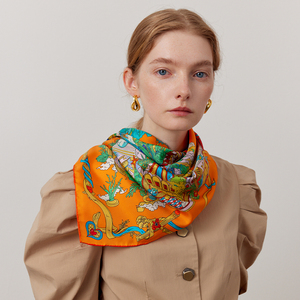 絵柄カスタムプリント100%シルクスカーフ レディース デジタルプリント 春用ラップスカーフ - Product Image 3