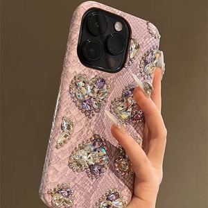 Custodia per <span class=keywords><strong>iPhone</strong></span> 15 XP1485 di alta gamma con motivo serpente <span class=keywords><strong>viola</strong></span> e strass a <span class=keywords><strong>cuore</strong></span>, anti-caduta, per <span class=keywords><strong>iPhone</strong></span> 16 Pro Max, da donna, trendy, articolo di tendenza - Product Image 2