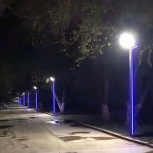 Lampe à pilier à bande bleue <span class=keywords><strong>avec</strong></span> détecteur de mouvement optique pour l'éclairage paysager de jardin, de route, de trottoir, lampadaire solaire - Product Image 3