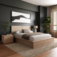 Vente en gros de luxe cerise noire 3 pièces pour chambre à coucher avec cadre de lit et table de chevet pour la maison, hôtel, villa ou appartement