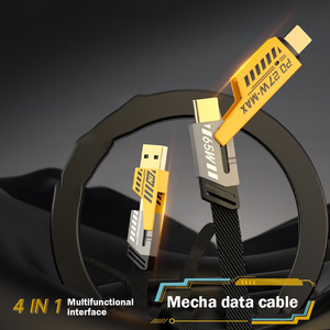 Metal Four-in-one Data Cable PD Fast <b>Charging</b>, Two-to-two, Cloth-woven Data and <b>Charging</b> Cable, Dual Type-<b>C</b> Fast <b>Charging</b> Cable - Product Image 2