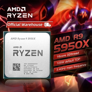 R9 5950x CPU 5950x Desktop <b>Computer</b> Processor 3.4GHz 100-100000059WOF PCIe 4.0 AM4 105W TSMC 7nm FinFET 64MB No <b>Fan</b> - Product Image 3