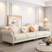 Canapé en cuir véritable style crème nordique, haut de gamme, pour salon, canapé combiné de luxe en cuir véritable, style américain