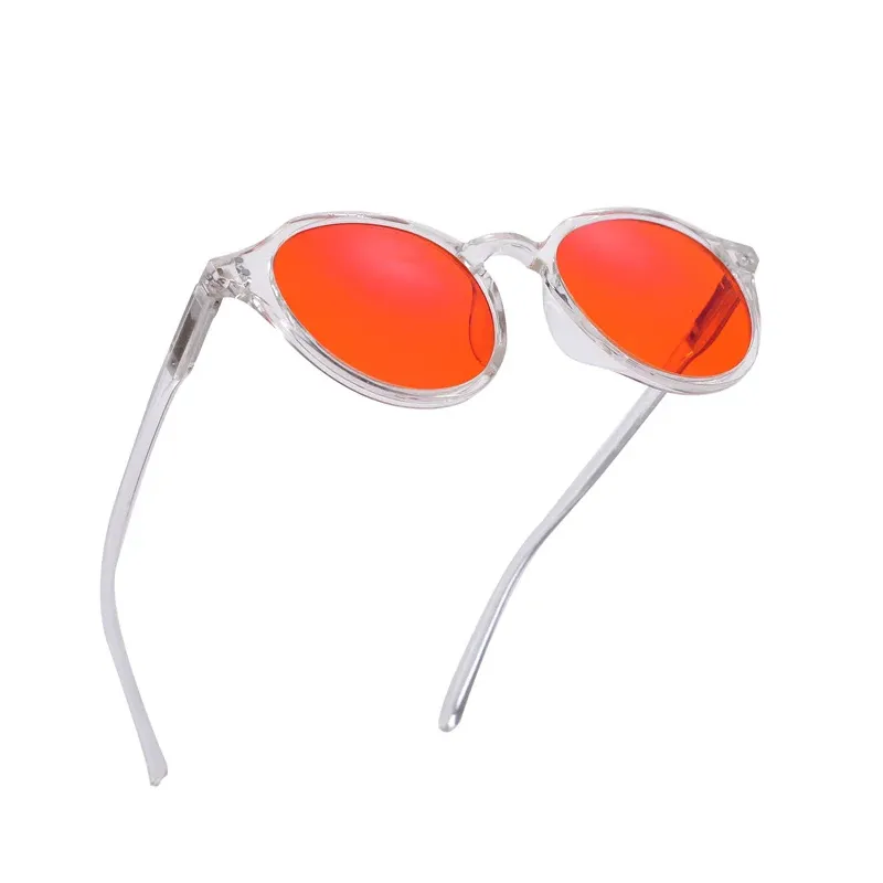 for men women better sleeping 99% 100% orange red round stylish anti blue light blocking protection filter computer glasses