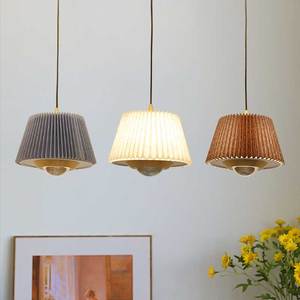 2025 New Arrival nếp nhăn lron + Acrylic + Thủy tinh + vải 3000K 4000K có thể điều chỉnh chiều cao Mặt dây chuyền đèn cam trắng đèn chùm - Product Image 1