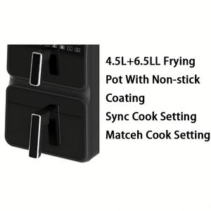 NOUVEAU Friteuse à air électrique classique en plastique à double panier, contrôle numérique, 3000W, 4.5L+6.5L, cuisson rapide, pour usage domestique et hôtelier - Product Image 3