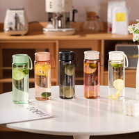 Simple frais transparent avec cloison à thé tasse en plastique Couple tasse à eau portable grande capacité