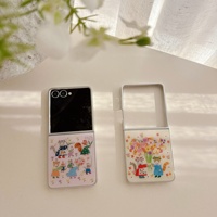 Funda Personalizada con Diseño Floral de Gatos para Samsung Galaxy Z Flip 8 7 6 5, Estampado de Flores Estéticas, Cubierta Protectora con Gatito Adorable