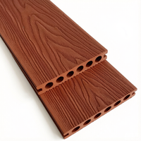 Planche de terrasse WPC à trous ronds, grain de bois embossé en ligne, double face PE, composite bois-plastique, pour terrasse extérieure