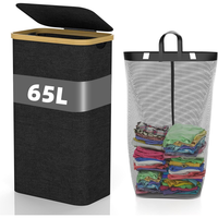 Panier à linge de 65 L avec couvercle, panier à linge étroit et petit pour les vêtements sales, panier de rangement pour le linge pour la chambre à coucher
