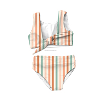 Traje de Baño Bikini Floral Retro para Niña Joven, Diseño Personalizado al por Mayor ODM OEM 2026, Ropa de Playa para Adolescentes, Poliéster Reciclado, Estilo Europeo y Americano