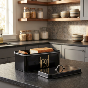 Contenedor de Pan Negro con Tapa Hermética, Rectangular, para Almacenamiento de Alimentos en la Cocina, a Prueba de Humedad - Product Image 5