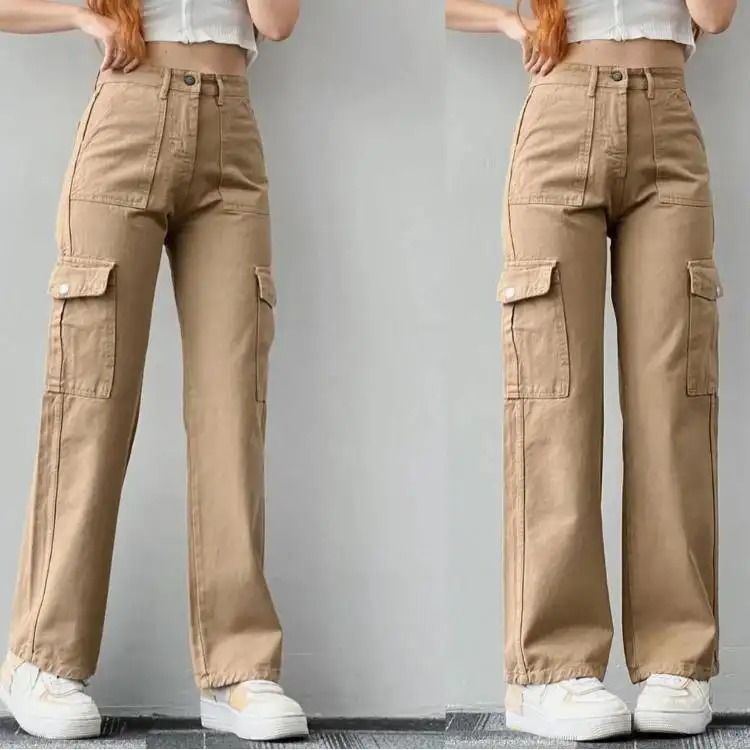 高品質の女性のカーゴパンツレディースミッドライズカジュアルファッションカーゴパンツプラスサイズの女性のズボン