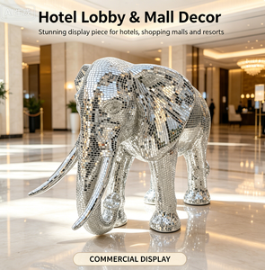 Estatua de Elefante de Mosaico de Espejo de Tamaño Real, Escultura de Animal de Mosaico de Vidrio Plateado, Decoración para Jardín Exterior y Vestíbulo de Hotel - Product Image 4