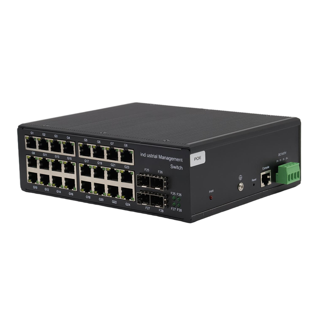 Web Management Industrial Switch 24 Port Gigabit 1000Mbps RJ45 POE Optional Din-rail 4 Fiber SFP 8 RJ45 CCTV 3-Year Warranty OEM