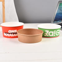 Contenant alimentaire jetable en papier écologique et biodégradable de 32 oz/30 oz avec revêtement PE, pour soupe, salade, à emporter, avec couvercle et plateau