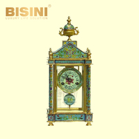 Horloge de Table cloisonnée à pavillon rond de luxe avec pendule de Style classique coloré exquis motifs floraux horloge de bureau en émail