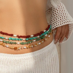 Accessorio Estivo da Spiaggia: Catena per Pancia Regolabile a Strato Singolo con Pietre Naturali Multicolore - Product Image 2