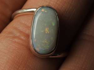 Australian <b>Solid</b> <b>Silver</b> Opal Wedding Ring-12x6mm Multi Fire Color Classic Prong Setting 5 US Size Handmade Third Party Certified - Product Image 6