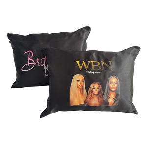 MUYANG Offre Spéciale : Housse de rangement pour perruques et extensions capillaires en satin noir doux, avec fermeture éclair et poignée longue, imprimé numérique - Product Image 1