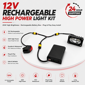Lampe de vélo LED tout-terrain ultra-lumineuse Wintai 12V rechargeable, alimentée par batterie, 20W, 2010 lumens au total - Product Image 2