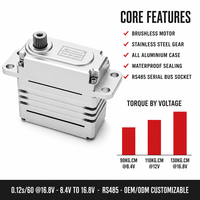 Servomoteur de bateau RC XQ-POWER XQ-S9100D 110KG 12V Brushless Étanche Engrenage en acier inoxydable Bus série RS485 Robot