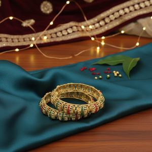 Premium Fine Pota Stone <b>Bangles</b> <b>Set</b> Elegant <b>Gold</b> Plated Traditional <b>Bangles</b> | Designer Ethnic Partywear Jewelry for Women - Product Image 3