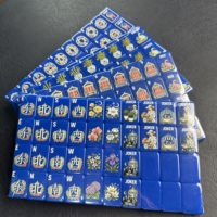 Ensemble de Mahjong Bleu en Gros, Tuiles de Mahjong de Style Chinois avec Tuiles Joker et Motifs Floraux pour Fournisseurs de Jeux