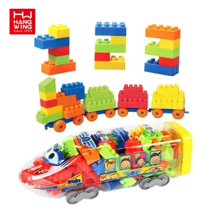 HW Large Interlocking Building Blocks Fast Train Toy Kids Plastic Puzzle Plane Construction Bricks