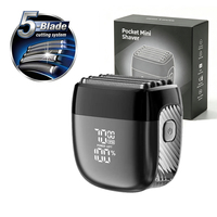 Rasoir Électrique Portable IPX7 Lavable à 5 Lames Magnétiques, Mini Rasoir de Voyage Sans Fil pour Hommes
