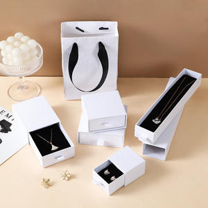 Caja de cajón de collar de papel duro de lujo Almacenamiento de perlas forrado de esponja cartón rectangular personalizado con diseño elegante - Product Image 3