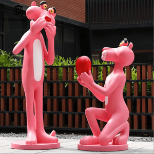 Escultura <span class=keywords><strong>de</strong></span> <span class=keywords><strong>Pantera</strong></span> <span class=keywords><strong>Rosa</strong></span> <span class=keywords><strong>de</strong></span> Fibra <span class=keywords><strong>de</strong></span> Vidrio Personalizada para Decoración del Hogar, Jardín Exterior y Guardería - Product Image 2