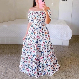 Abiti Casual Floreali da <span class=keywords><strong>Donna</strong></span> con Top a Fascia Senza Spalline, Vita Bassa, Stampa Farfalle e <span class=keywords><strong>Arcobaleno</strong></span>, MOQ 2 Pezzi - Product Image 1