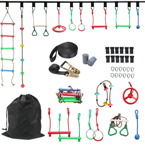Backyard Toy Swings Sets Gibbon Slacklining Board Sangle Kid Fitness Swing <span class=keywords><strong>Slackline</strong></span> Kit <span class=keywords><strong>Ninja</strong></span> Warrior <span class=keywords><strong>Parcours</strong></span> d'obstacles pour les enfants - Product Image 2