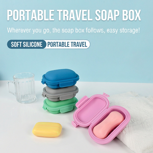 Porte-savon portable XH avec couvercle, auto-drainant, rond, en plastique, pour voyages d'affaires, numéro de pièce 168 - Product Image 3